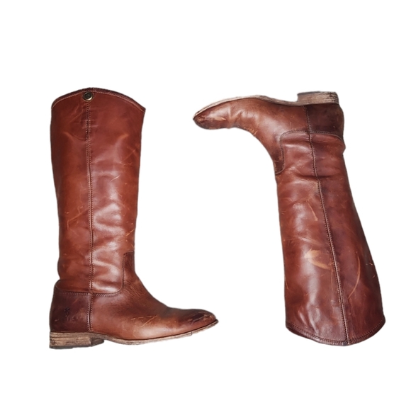 Frye Melissa Button 2 Equestrian-Inspired Tall Boots SZ 8 B Cognac Made in Mexic - Picture 9 of 16